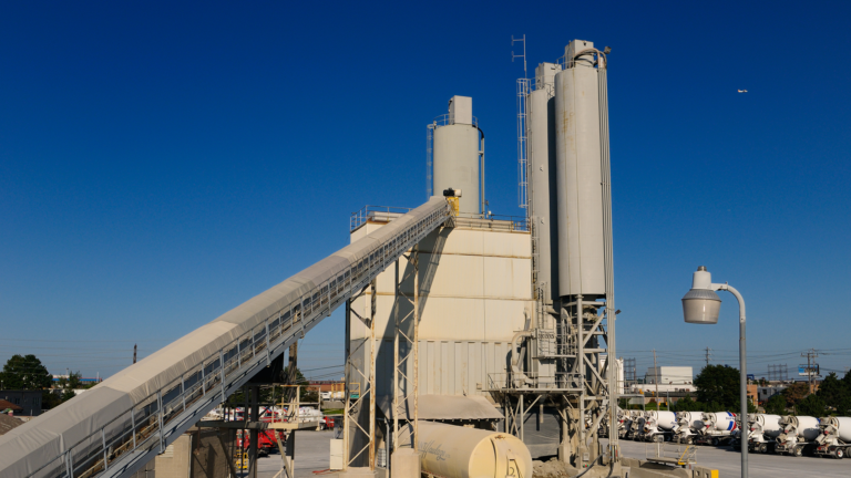 Long crushed limestone conveyer belt at a Toronto cement factory